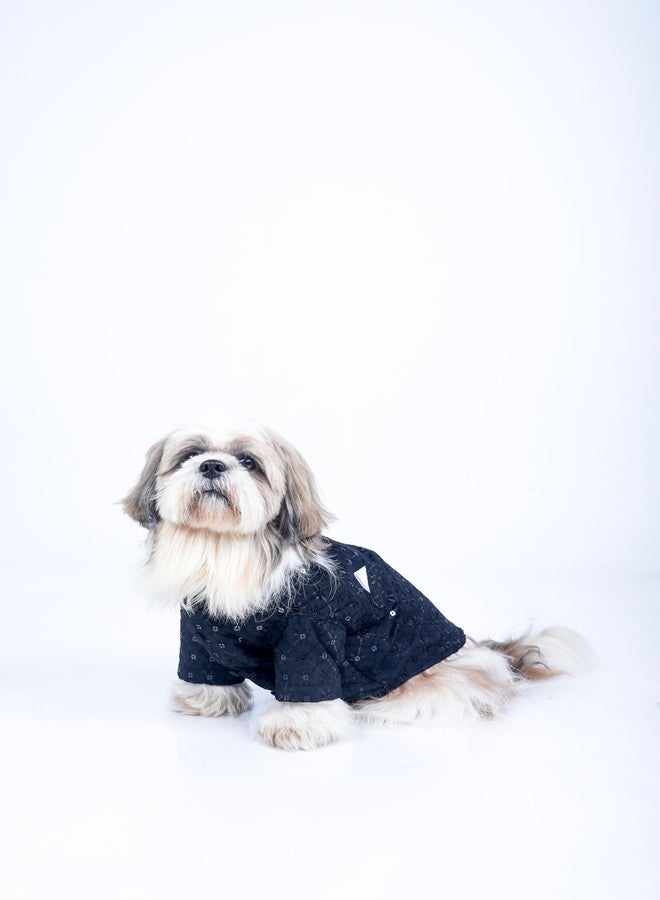 15 Buttons Dog Black Sequence Work Sherwani | Pure Cotton Fabric | Wedding Dress for Pets | Comfortable Ethnic Summer Outfit Choice | for All Occasions | for Huskey, Labrador (3XL) - Image 4